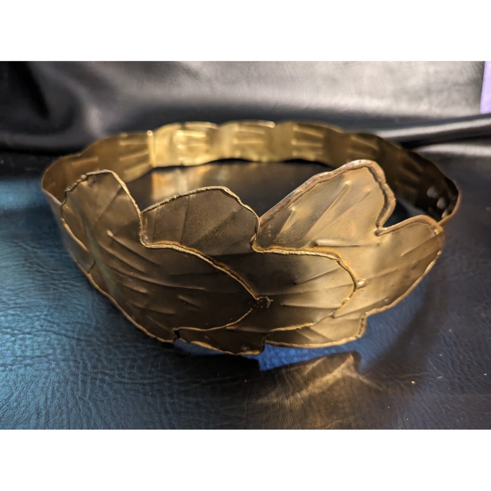 Handmade Brass Leaf Belt Statement Piece Hammered Metal Corset‎ Belt 29 35 Inch